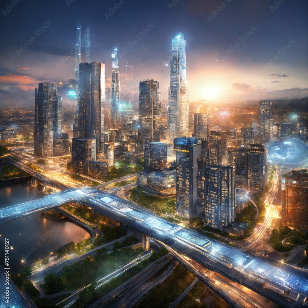 Modren city view at night Modren city view at night