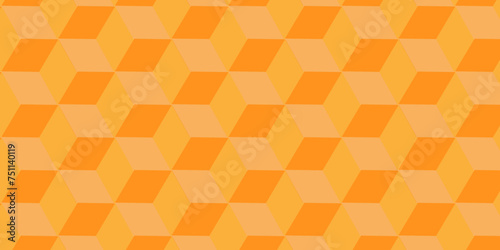 Abstract geometric cube pattern background. vector diamond creative dynamic concept design. orange block element hexagon type structure tile.
