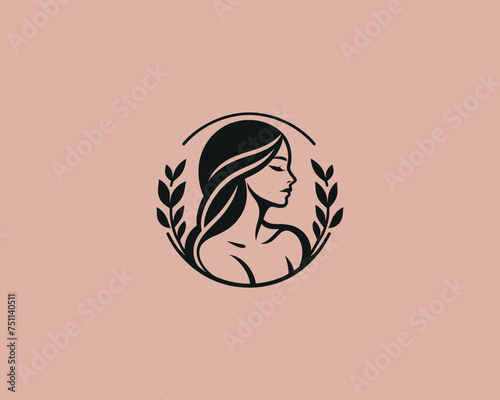 feminine minimalist wellness business logo design,beauty logo desgin with leaf,cosmatic logo, beauty care logo