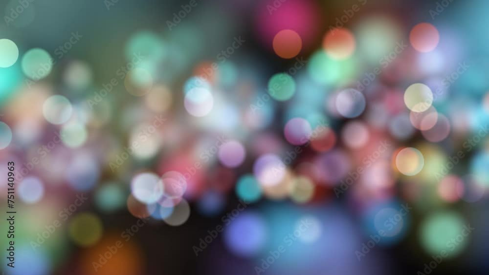 Abstract colourful blurred circle bokeh loop slow motion animation.