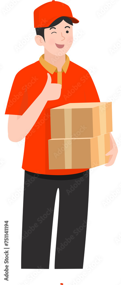 Naklejka premium delivery man holding cardboard box