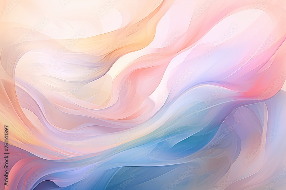 Soft, flowing pastel waves evoke a serene abstract beauty. Applicable in design and art therapy. Soft, flowing pastel waves evoke a serene abstract beauty. Applicable in design and art therapy.