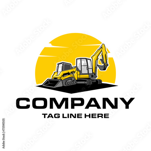 mini excavator company  logo vector image, Skid steer loader company  logo vector image