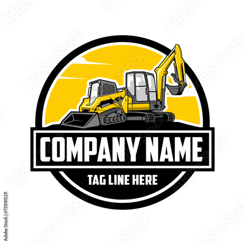 mini excavator company  logo vector image, Skid steer loader company  logo vector image