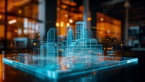 Wallpaper Mural An augmented reality hologram shows a 3D map of a building highlighting areas with high levels of activity and potential security risks. Torontodigital.ca