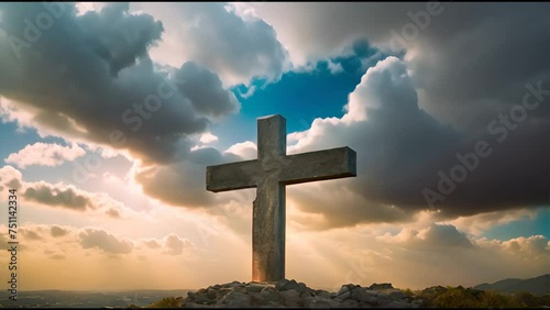 Cross Silhouette Against a Sunset Sky