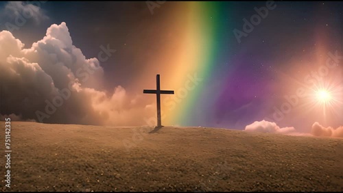 Cross Silhouette Against a Sunset Sky