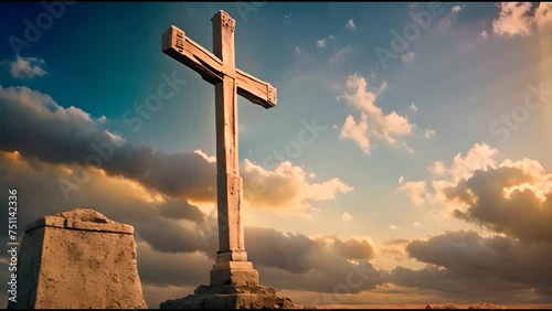 Cross Silhouette Against a Sunset Sky