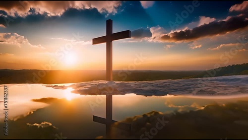 Cross Silhouette Against a Sunset Sky