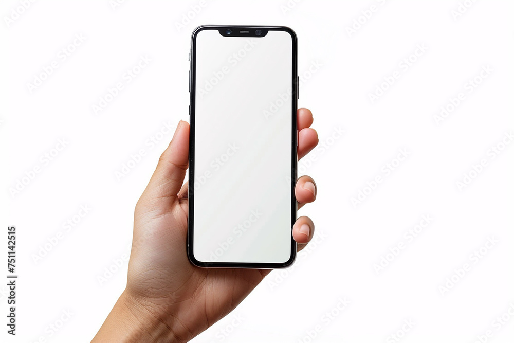 Smartphone Mockup on Hand created with Generative AI Smartphone Mockup on Hand created with Generative AI