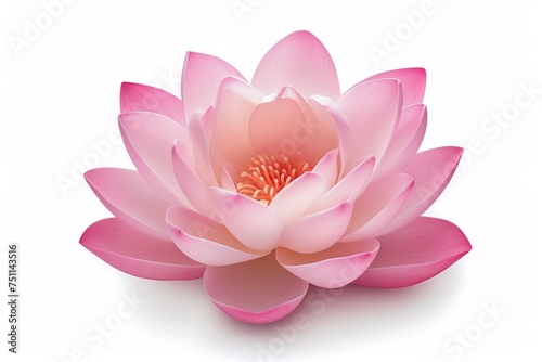 Pink lotus flower isolated blank background.