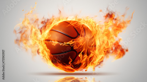 "Basketball on Fire Isolated on White Background, Generative Ai" © Aliyah