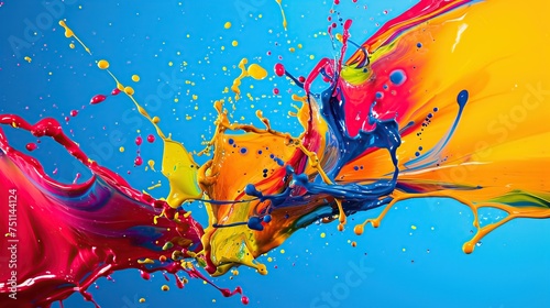 colorful mixed paint splash background, decoration concept photo