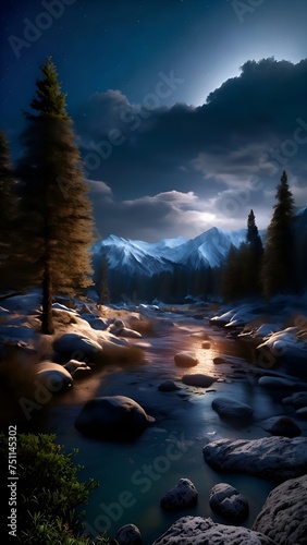  Abstrakter Hintergrund für Design - Nächtliche Winterlandschaft 3.