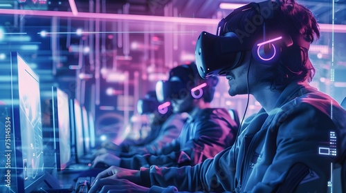 Virtual Reality Team Using Synthwave Style Technology