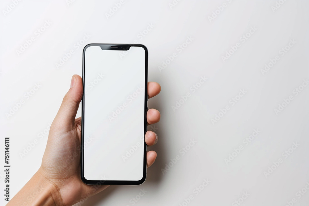 Smartphone Mockup on Hand created with Generative AI