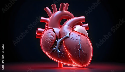 A heart that is glowing blue and red human heart