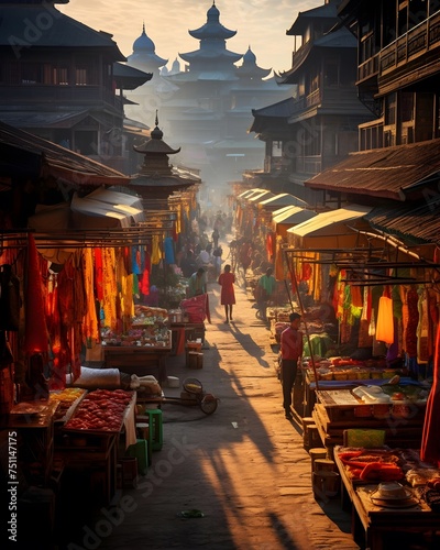 View of the street of Kathmandu in the morning