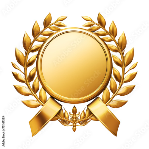 gold circles medal award with ribbon banner