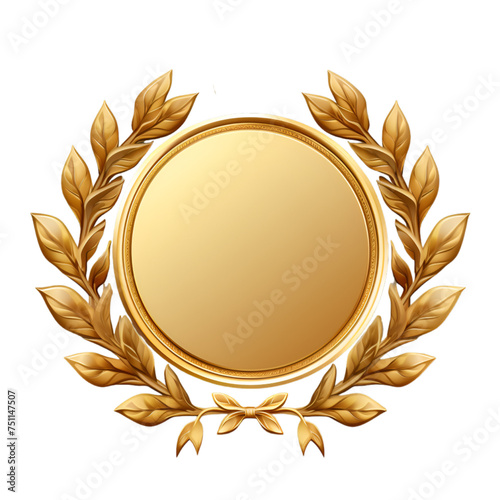 gold circles medal award with ribbon banner