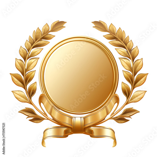 gold circles medal award with ribbon banner