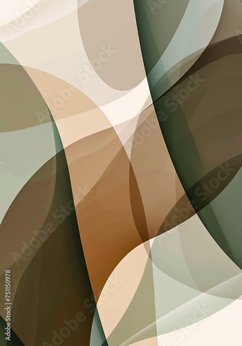 Modern minimalist art piece. Transparent blocks in shades of green, brown, and linen overlap seamlessly. wallpaper design,presentations, banners, flyers, cover pages