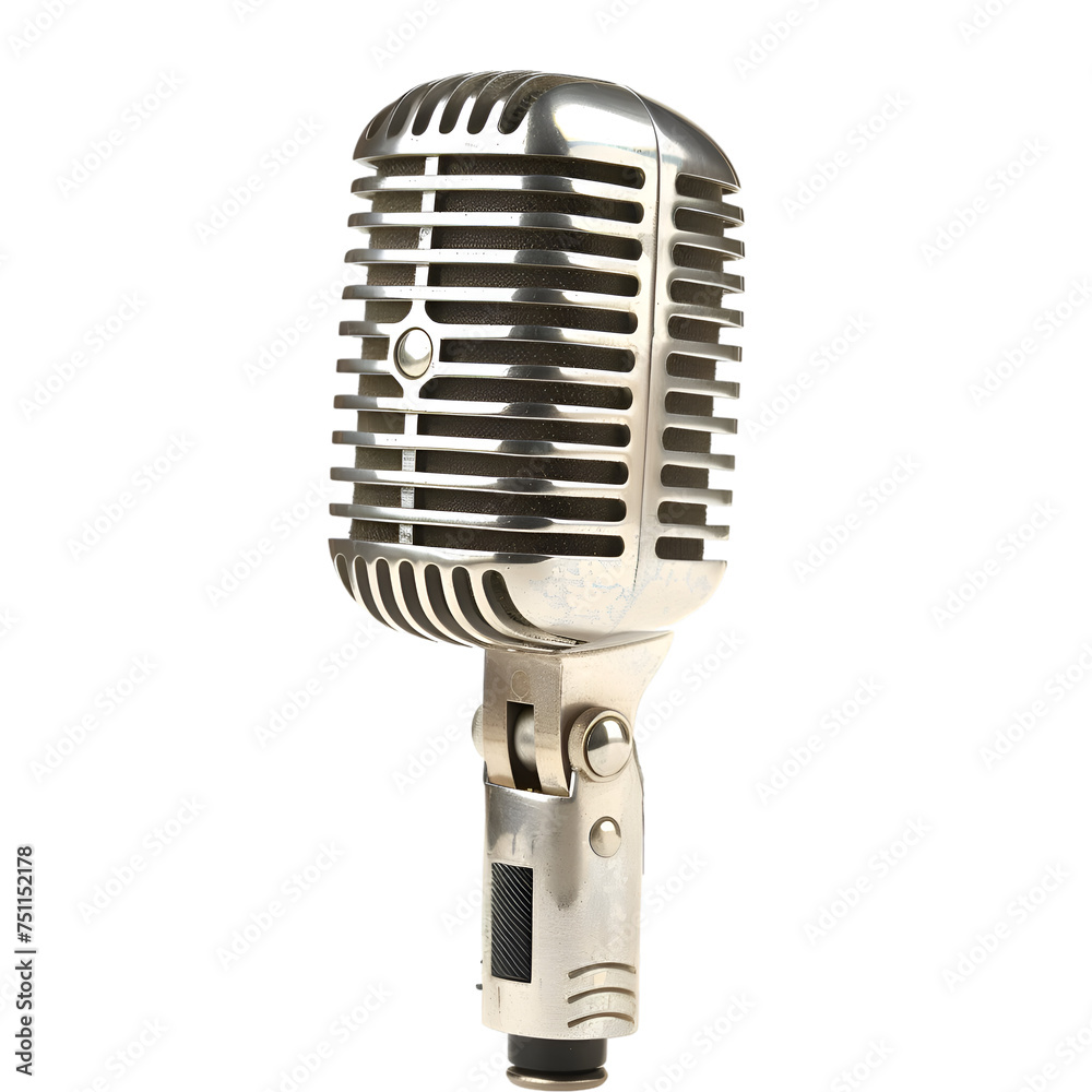 Fototapeta premium Retro microphone on transparent background 