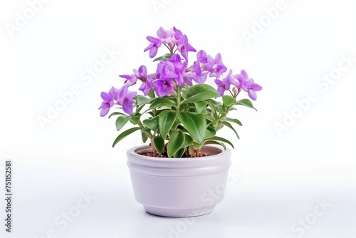 Pot with plants isolated blank background.