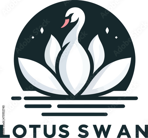 wellness swan lotus flower logo design illustration,swan spa beauty logo