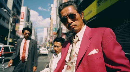 Cinematic criminals in Japan and Tokyo. Japanese mafia. Tokyo vice. Gangsters, gangland, crime syndicates in Asia  photo