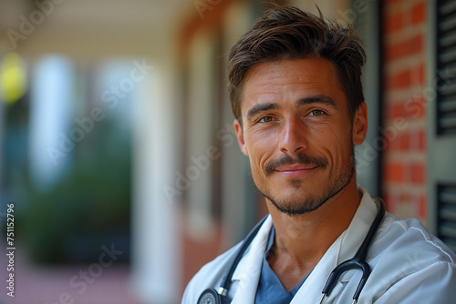 Portrait of a handsome male doctor  photo