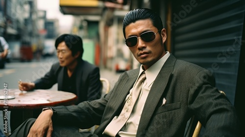 Cinematic criminals in Japan and Tokyo. Japanese mafia. Tokyo vice. Gangsters, gangland, crime syndicates in Asia 
