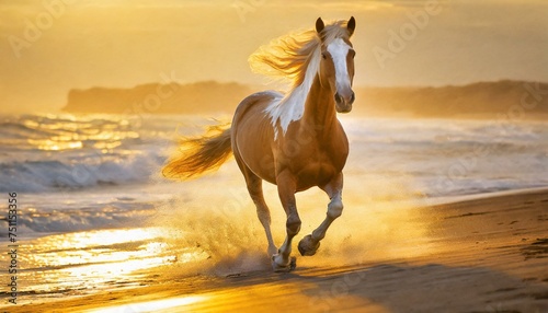 chincoteague pony galloping on the beach photo