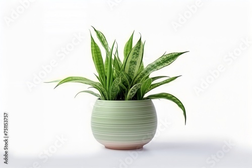 Pot with plants isolated blank background.