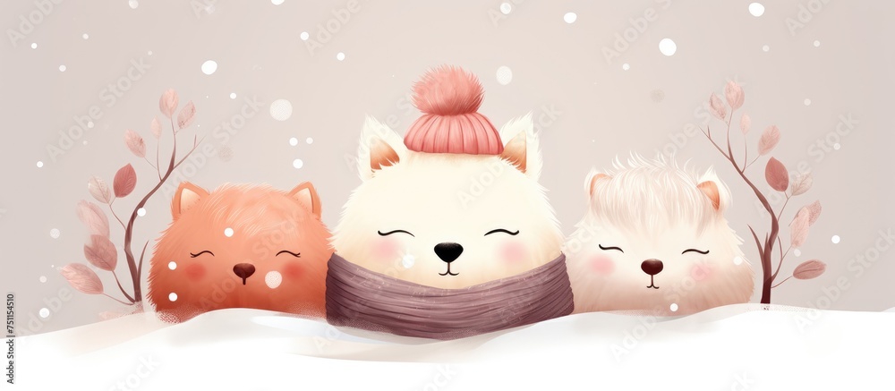 Two animals, likely a pair, are standing upright in a snowy landscape. The snow is white and pristine, contrasting with the dark fur of the animals. They appear comfortable and adapted to the cold Two animals, likely a pair, are standing upright in a snowy landscape. The snow is white and pristine, contrasting with the dark fur of the animals. They appear comfortable and adapted to the cold