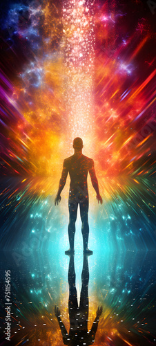 Wallpaper Mural water super strong man with super clothes full of light shaped wallpaper design abstract organic colorful background 9:20, ai generative Torontodigital.ca