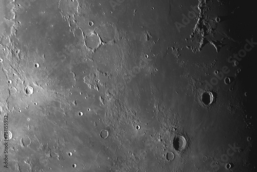 Photo of the lunar surface through an amateur telescope. Craters Era Mauro, Parri, Reinhold, Lansberg, Montes Riphaeus, Mare Cognitum. photo
