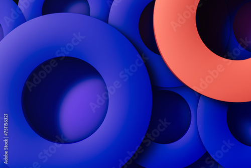 A group of blue and orange circles on a blue background photo