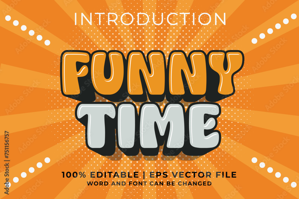 Editable 3D text effect - Funny Time 3D Cartoon Template Style Premium ...