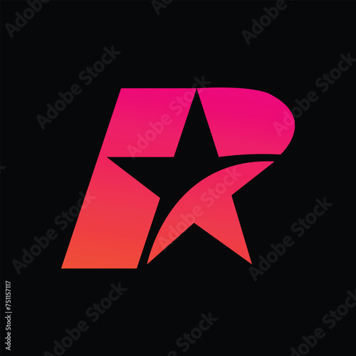 r letter with star logo design
