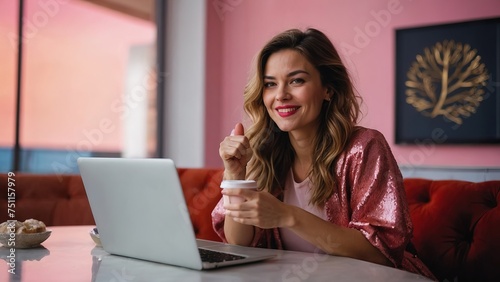 Woman Enjoying Working in Computer