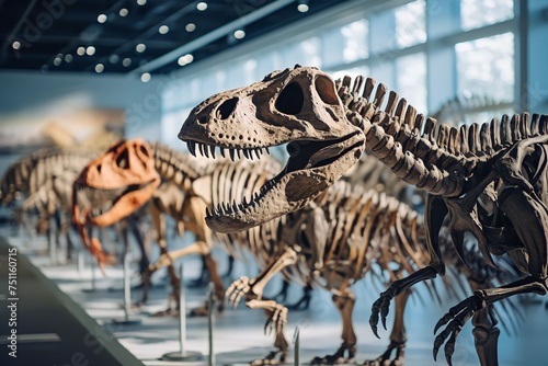 Dinosaur skeleton's in the museum.