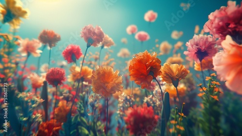 An HD capture of a surreal digital garden with vibrant abstract flowers, offering a visually stunning and minimalistic background.