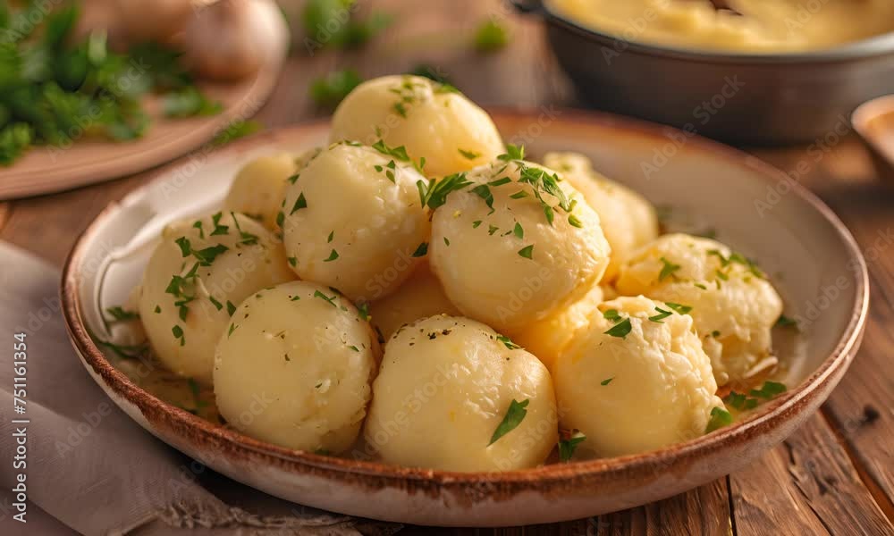 Boiled potatoes sprinkled with herbs. The concept of food and healthy eating. Boiled potatoes sprinkled with herbs. The concept of food and healthy eating.