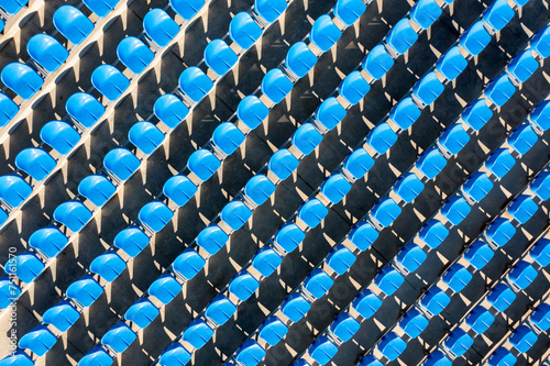 Empty blue seats in a stadium