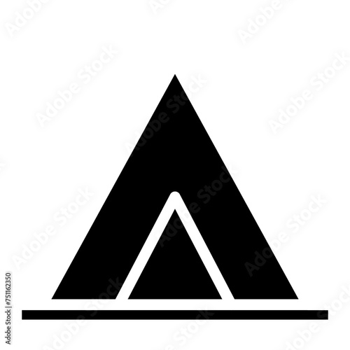 Camping tent at outdoor camp or tipi / teepee icon for apps and websites