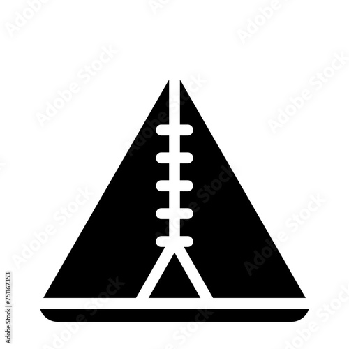 Camping tent at outdoor camp or tipi / teepee icon for apps and websites