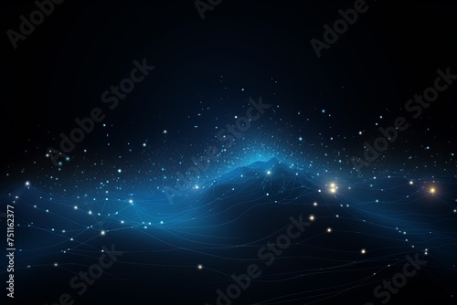 Digital Dreamscape Unfolding on a Dark Blue Canvas, Featuring a Constellation of Glowing Dots, Generative AI