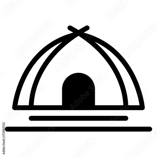 Camping tent at outdoor camp or tipi / teepee icon for apps and websites