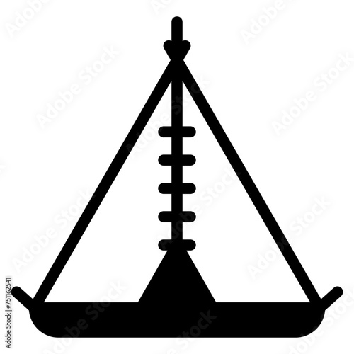 Camping tent at outdoor camp or tipi / teepee icon for apps and websites